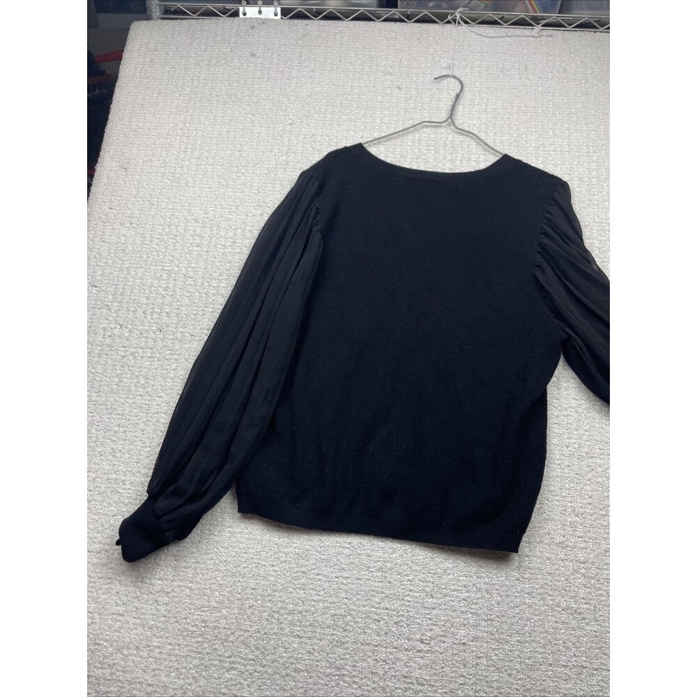 Halston Sheer Balloon Sleeve Ruffled Blouse Sz XL Dark Romance Victorian Goth - Picture 10 of 11